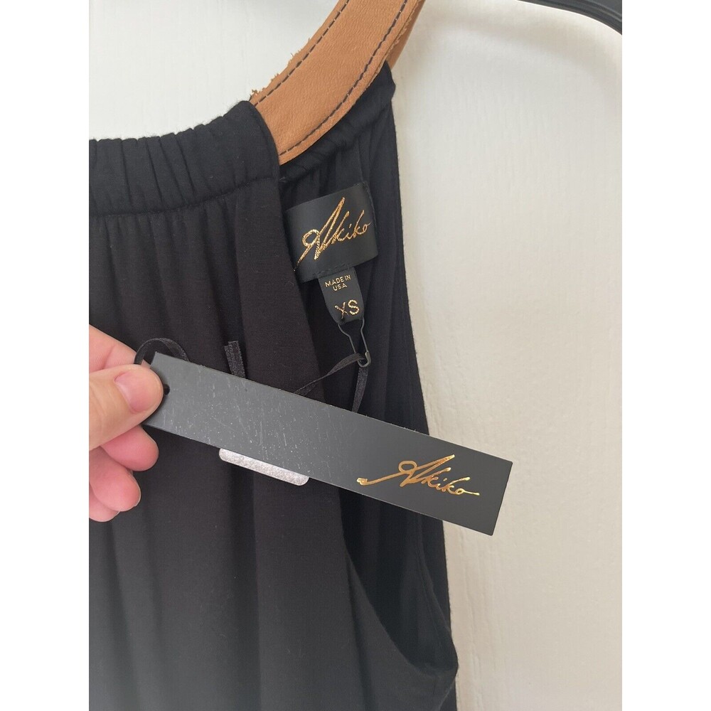 Akiko faux leather halter neck Elastic Waist dress NWT size xs - Picture 6 of 11
